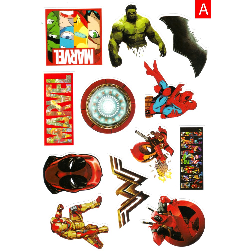 [D927] Tem MARVEL 50 Miếng Sticker Dán Điện Thoại, Laptop, Vali, Nón Bảo Hiểm, Nhiều Kiểu Chất Liệu Chống Thấm Nước