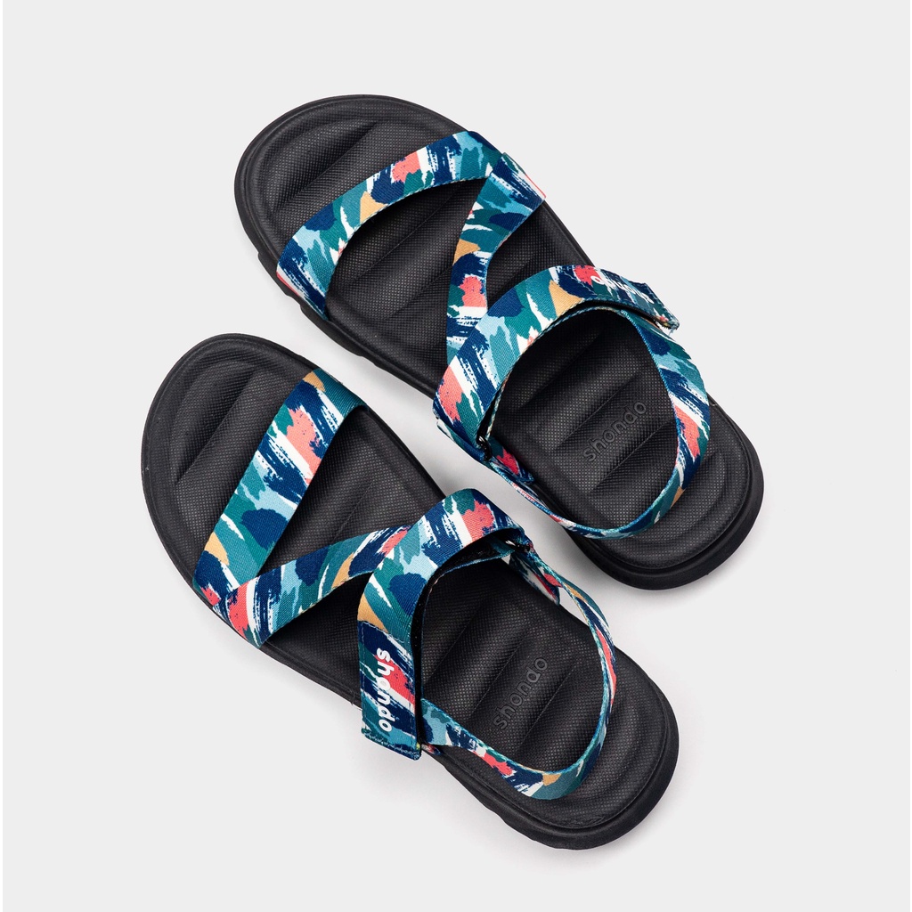 Giày Sandals Nam Nữ Unisex Shondo F6 Sport Quai Vệt Sơn Xanh Dương F6S1030