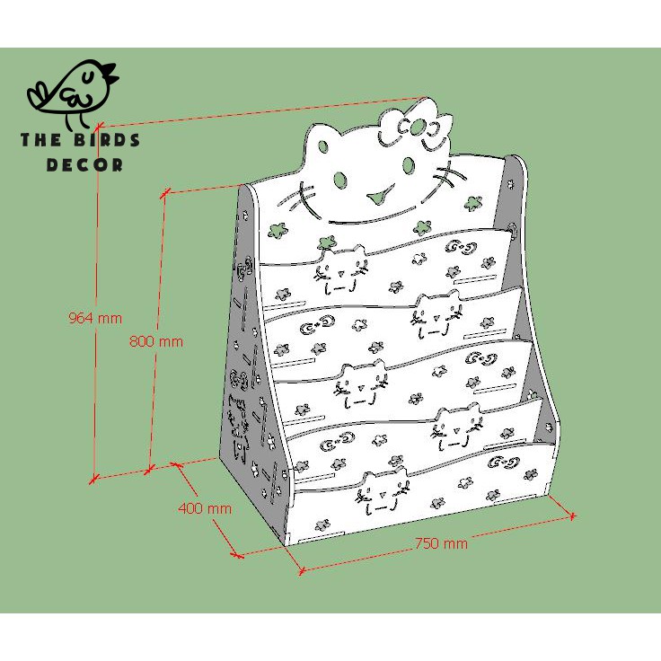 Kệ sách Kitty Ms:022 kích thước 96*60*40 cm dành riêng cho bé gái giá rẻ | BigBuy360 - bigbuy360.vn