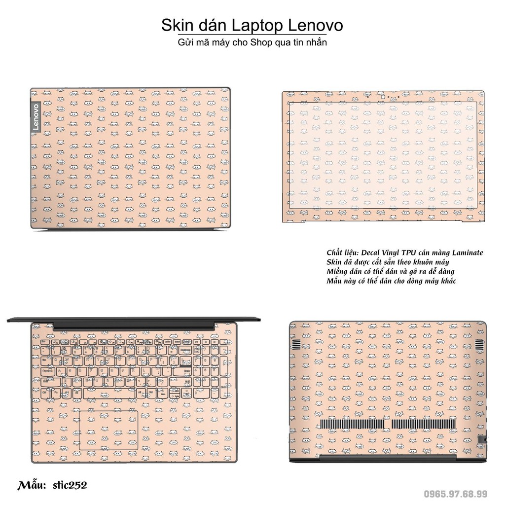 Skin dán Laptop Lenovo in hình mèo con - stic252 (inbox mã máy cho Shop)