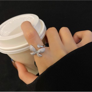 Nhẫn nữ hoạ tiết con bướm Hàn Quốc dát đá zircon phụ kiện Jmii