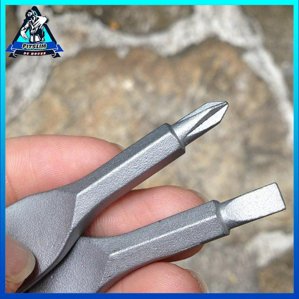 2 Cái tua vít cầm tay đầu chữ thập tay cầm phẳng với vòng chìa khóa dùng ngoài trời