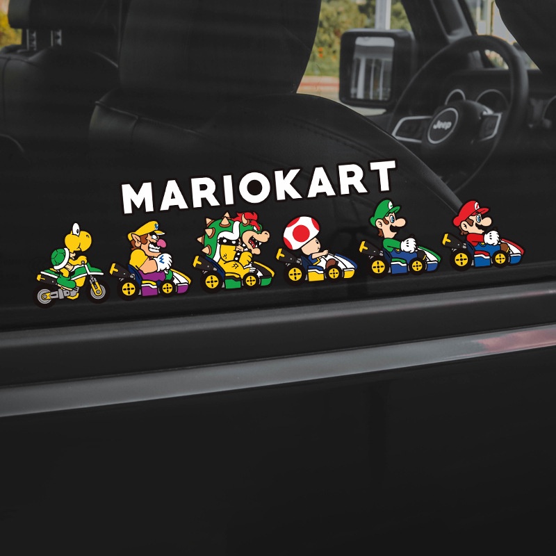 Sticker Mario Kart Racing Game Phản Quang Dễ Thương Vui Nhộn Dán Trang Trí Kính Chắn Gió Xe Hơi Xe Máy EBike