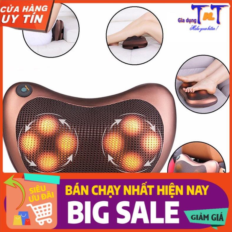 Gối Massage Cổ Hồng Ngoại Chính Hãng nhập khẩu Hàn Quốc 8 Bi tròn, Bảo Hành 6 Tháng