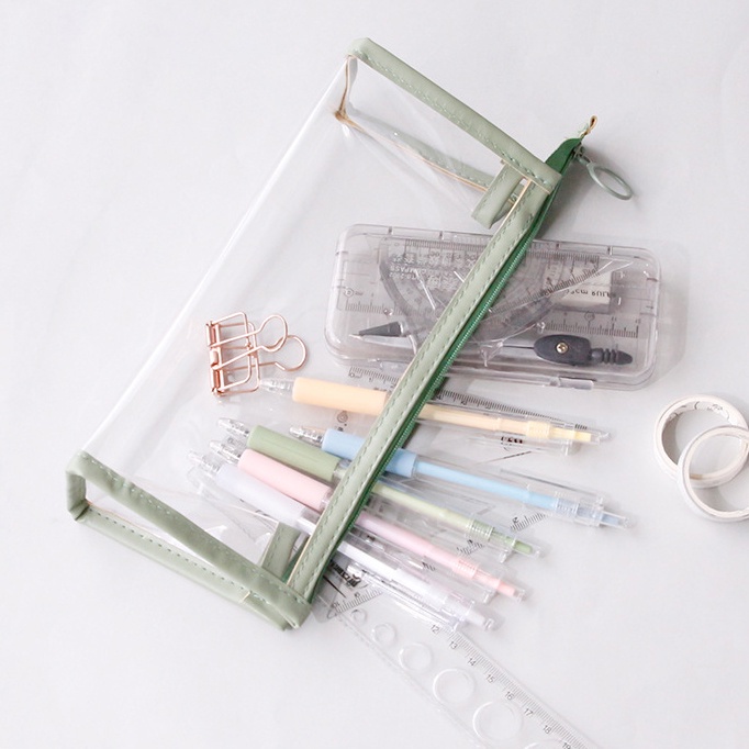 Túi Đựng Bút Trong Suốt Cỡ Lớn Phong Cách Hàn Quốc