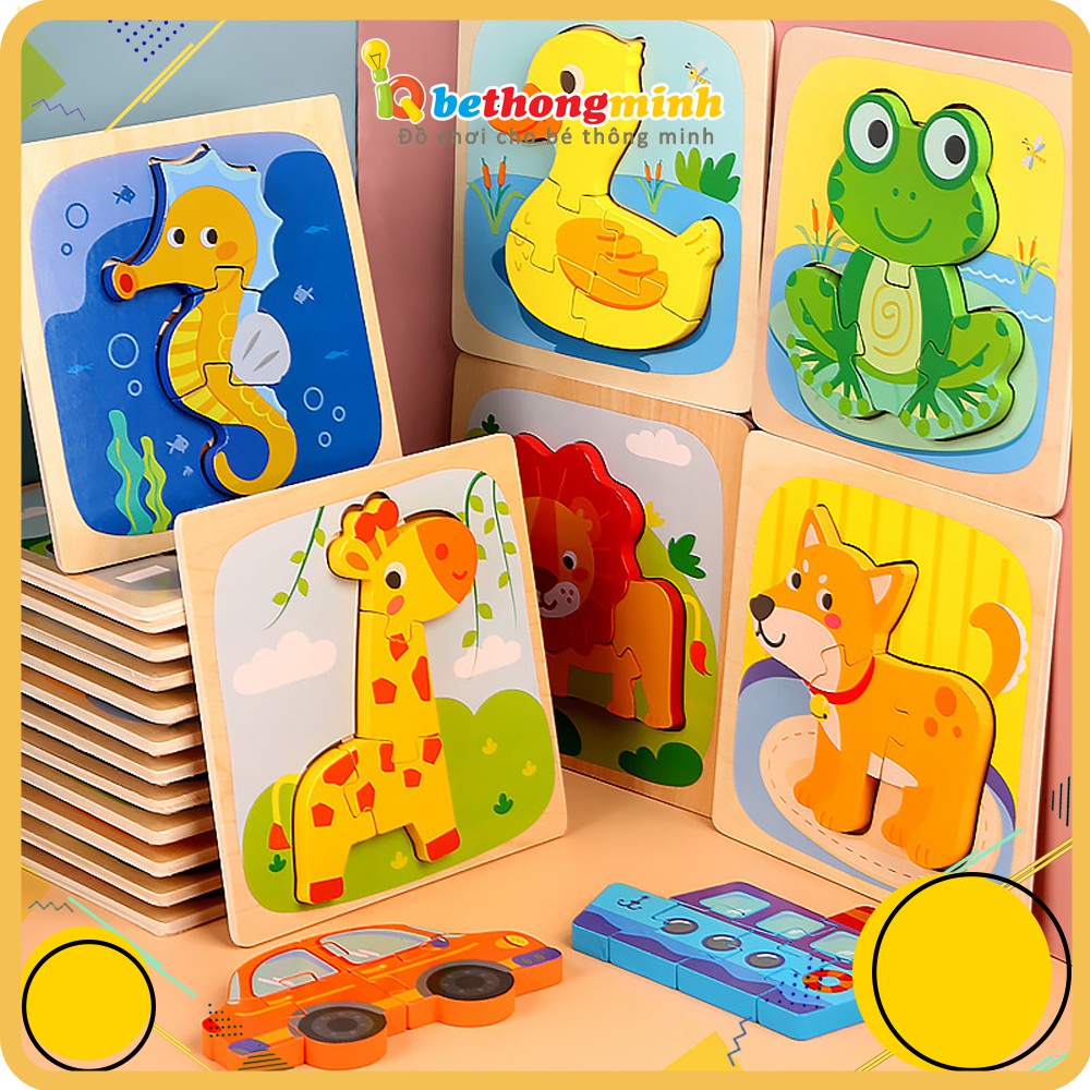Đồ chơi trẻ em ghép hình nổi 3D bằng gỗ thông minh Montessori nhiều màu sắc giúp bé sáng tạo và phát triển trí tuệ