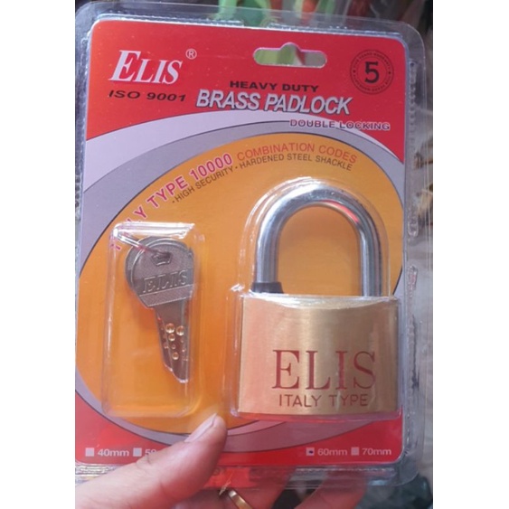 Ổ khóa cửa chất lượng cao ELIS CỠ LỚN 60MM gồm 4 chìa chất liệu thép không gỉ ( Vàng đồng)