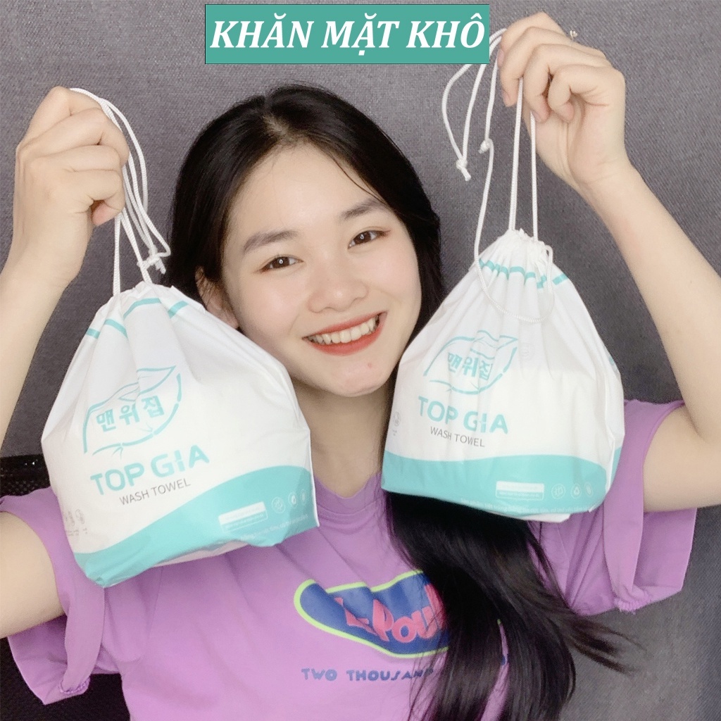 Khăn mặt khô Top Gia dùng 1 lần tẩy trang lau khô lau ướt đa năng