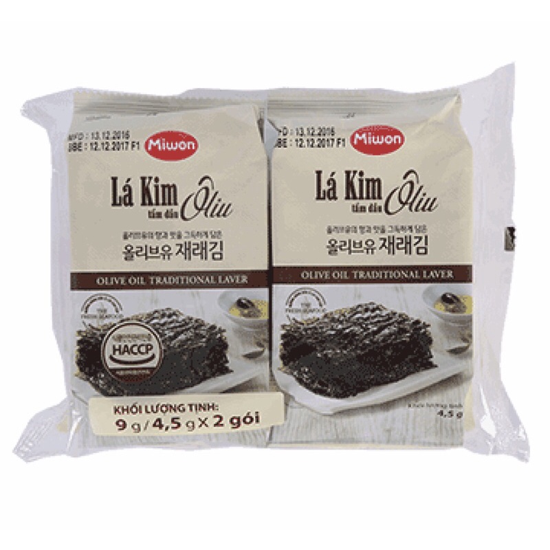 Lốc 2 Gói Lá Kim Tẩm Dầu Oliu Miwon Lô (2 Gói x 4.5G)