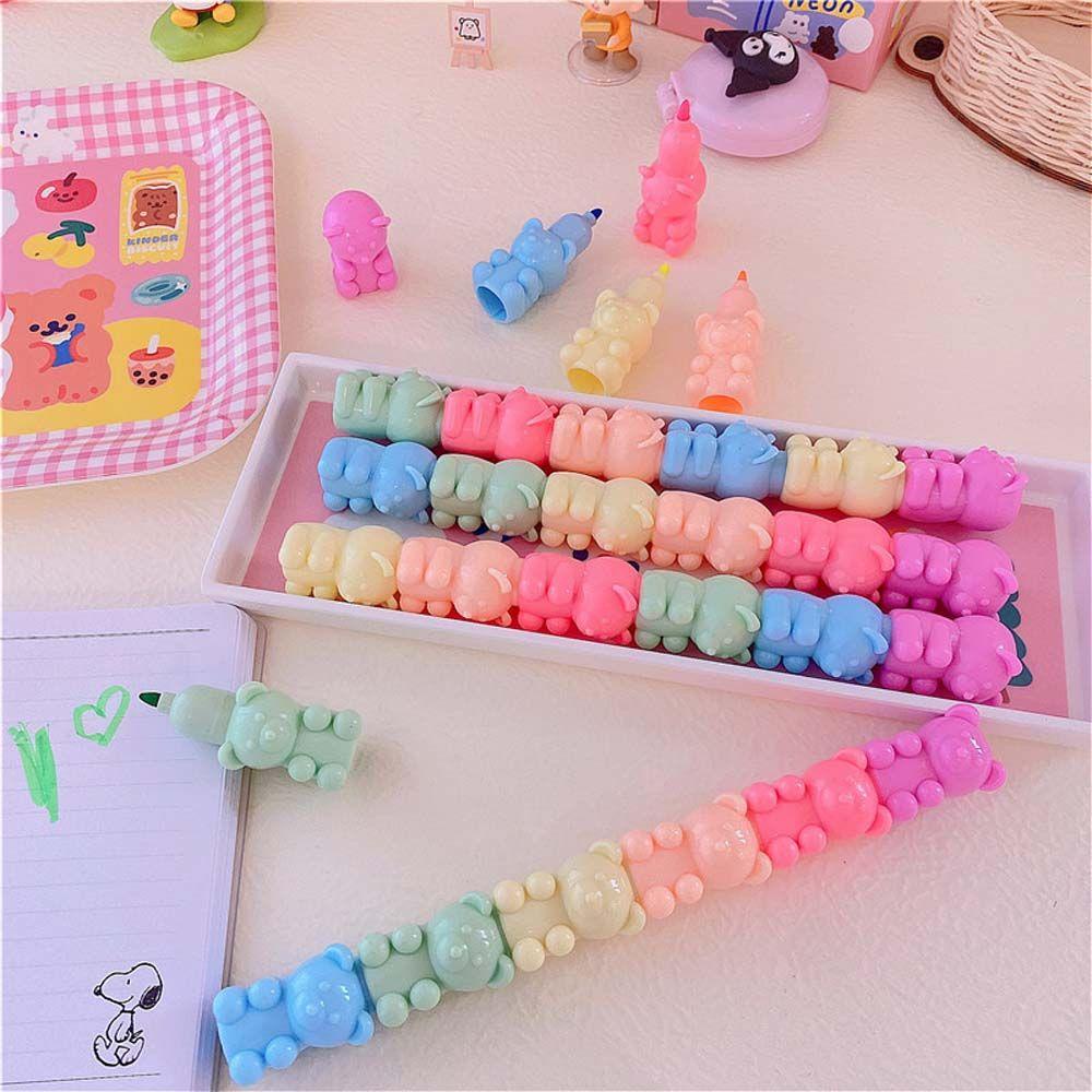 Augustina Bút Dạ Quang 5 Màu Mini Hình Gấu Dễ Thương Làm Quà Tặng Cho Bé / Văn Phòng