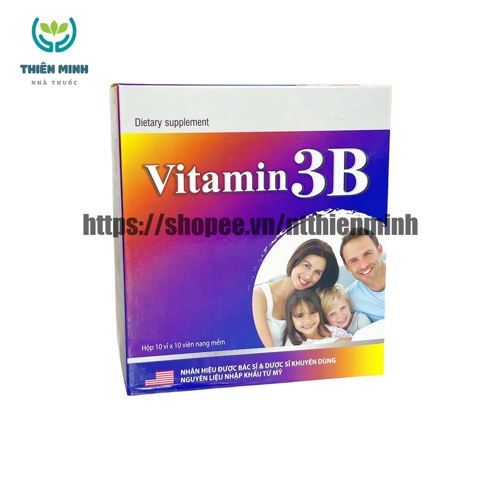 Vitamin 3B bổ sung vitamin nhóm B, hỗ trợ tăng đề kháng, tăng cường sức khỏe, giảm suy nhược cơ thể - Hộp 100 viên