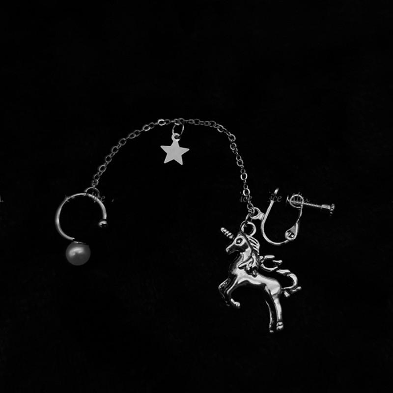 Khuyên tai kẹp vành hình chú kỳ lân thời trang cá tính