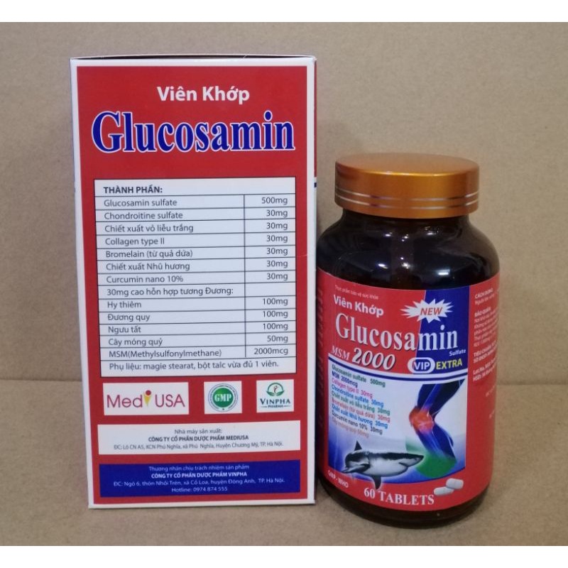 Viên xương khớp Glucosamin MSM 2000. Hộp 60 viên.