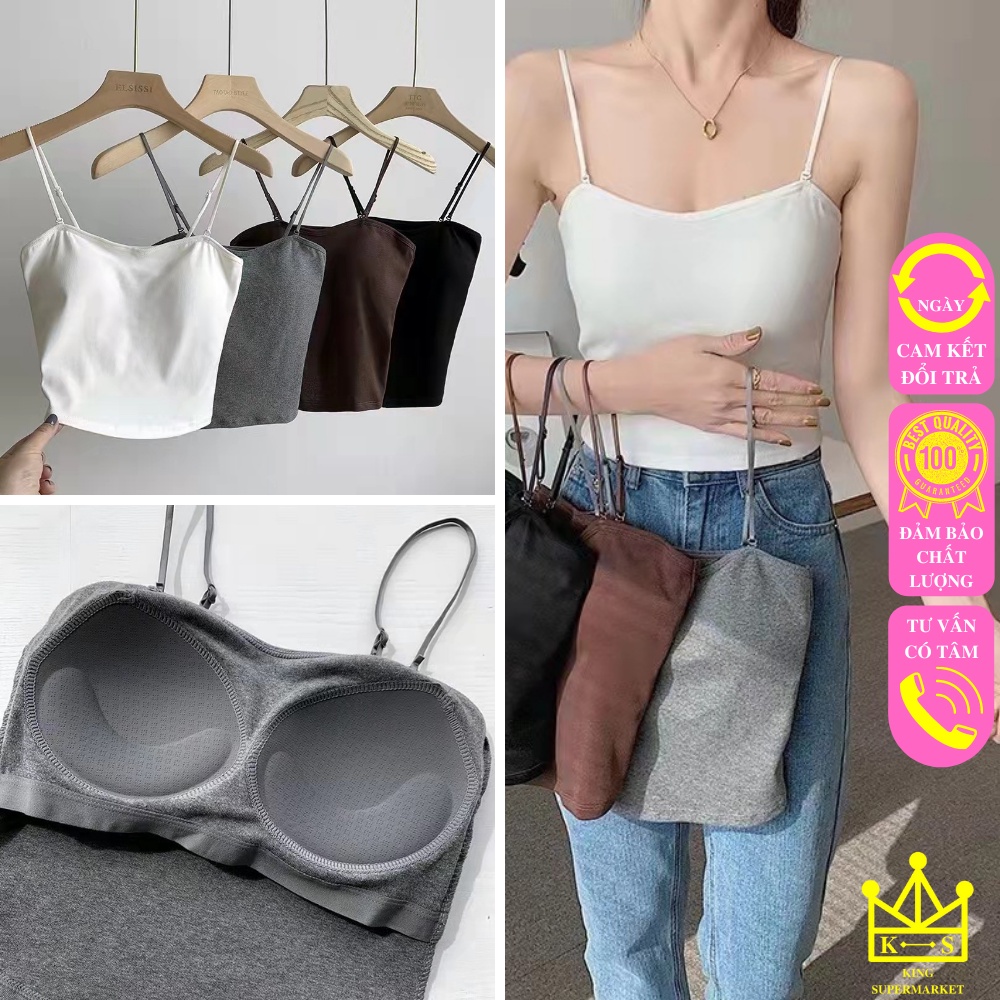 [Free Ship] Áo Bra 2 Dây Body Có Sẵn Đệm Ngực, Chất Vải 100% Cotton, Dây Áo Cài Điều Chỉnh Mã ABR151