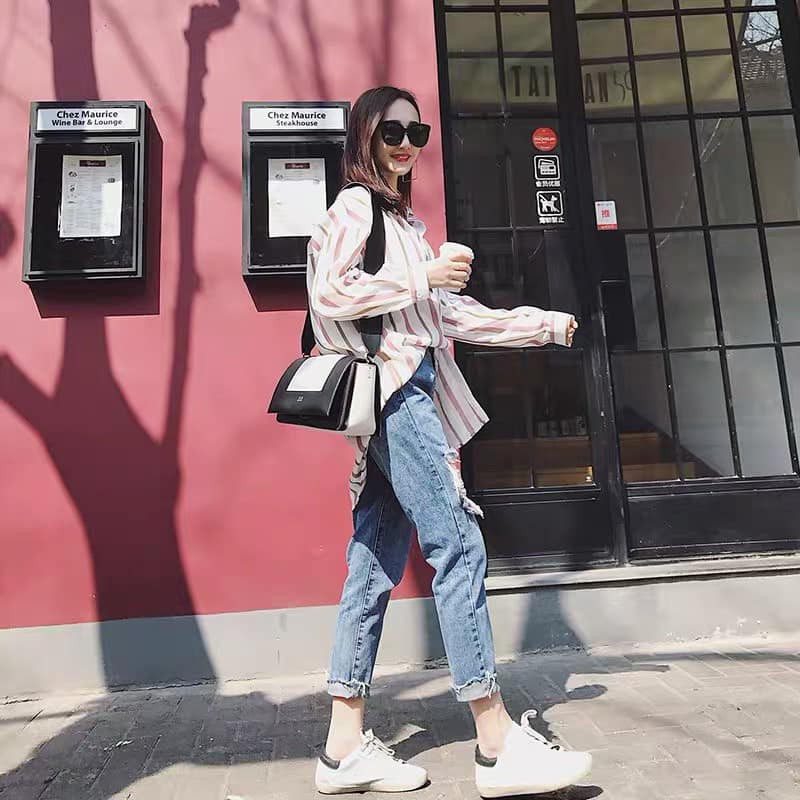 Quần jeans baggy Thái rách 1 gối 008 M_CHIBEST_JT008