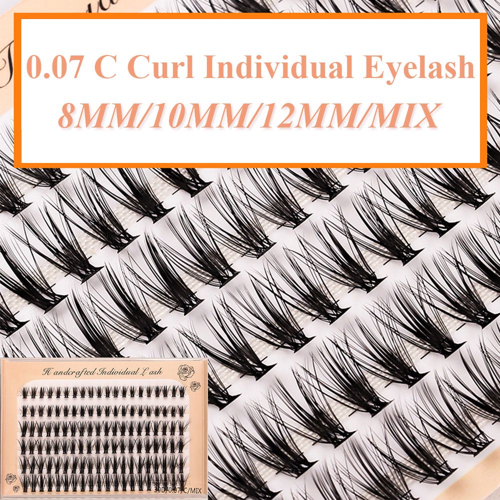 Hộp 120 cụm mi giả để nối mi mềm mại tự nhiên với nhiều loại tùy chọn 10/20/30D/ hỗn hợp dài 8/10/12mm