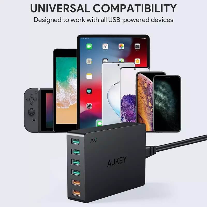 CỦ SẠC 6 CỔNG AUKEY PA-T11 TỔNG CÔNG SUẤT 60W