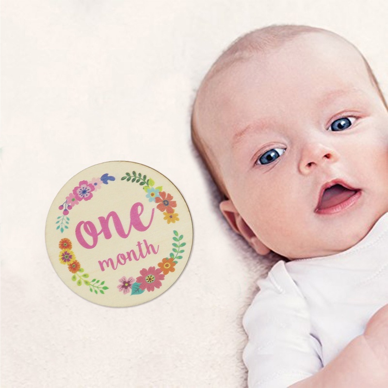 Set 6 Tấm Thẻ Ghi Chú Đánh Dấu Cột Mốc Tháng In Hoa Thủ Công Dành Cho Bé Sơ Sinh