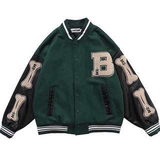 Áo khoác Jacket Varsity Chính Hãng Black Air chất dạ tay da cao cấp