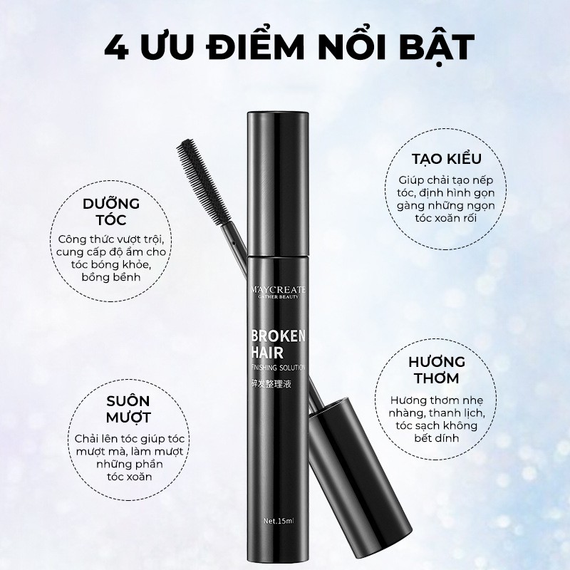 Chuốt tóc con Maycreate đầu mascara silicone xoay 360 độ, Gel thơm làm gọn tóc tơ không vón cục nhờn dính