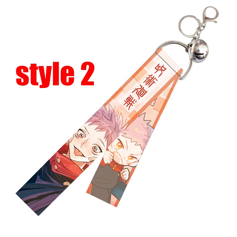 Móc khóa phối lục lạc nhỏ dây dài họa tiết Anime Jujutsu Kaisen Gojo Satoru Yuji Itadori Streamer