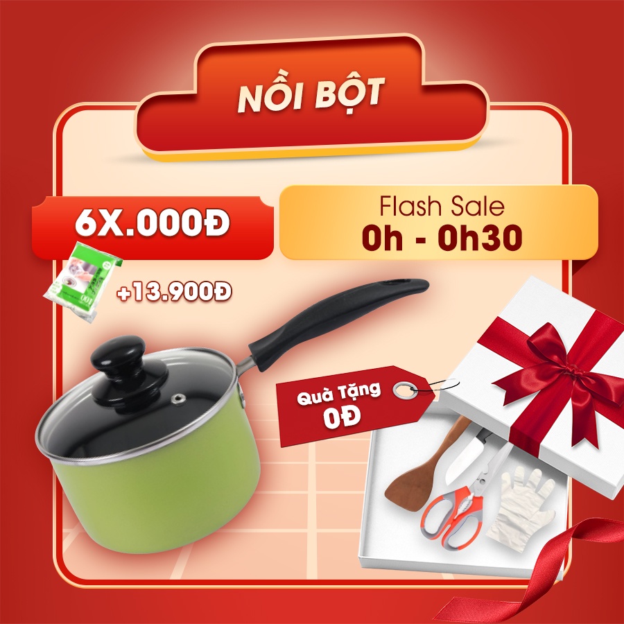Nồi quấy bột chống dính SUPO 14Cm, quánh chống dính, nồi quấy cháo cho bé