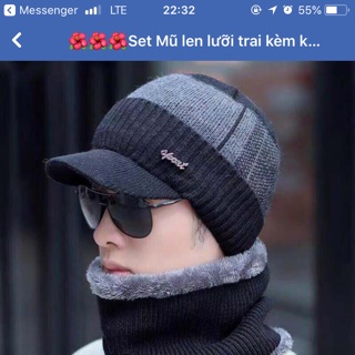 Mũ len kèm khăn