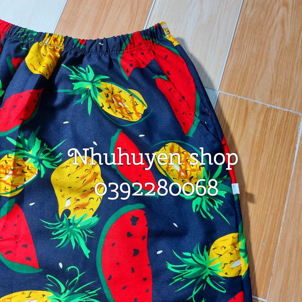 Quần áo trái cây gia đinh, đi biển, đi chơi, chất đẹp, đủ size từ 7kg-120kg, có nón - bộ dưa dứa đi biển