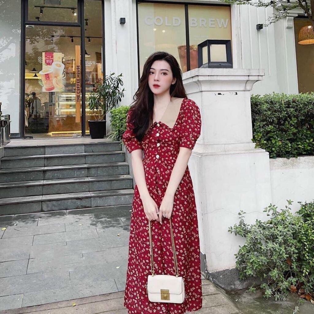 Đầm bầu hoa nhí ❤️ Váy bầu bigsize thời trang công sở thiết kế thắt eo chất lụa hoa freesize từ 55 đến 80kg