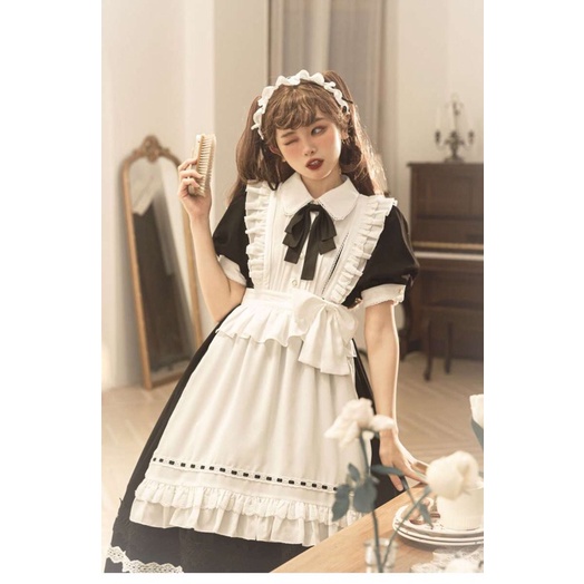 YAS0444-Váy Lolita tạp dề hầu gái dáng dài