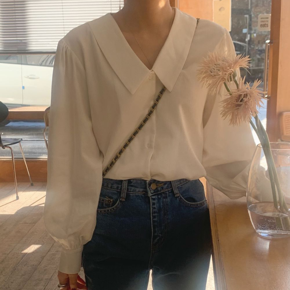 Áo sơ mi tay dài cổ chữ V phong cách thời trang mùa hè