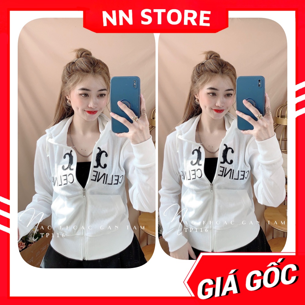 Áo khoác nữ chống nắng chất kaki nhung gân tăm thêu chữ dễ thương TP41.21