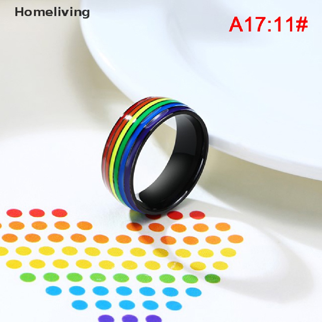 Nhẫn Cầu Vồng LGBT Bằng Thép Không Gỉ