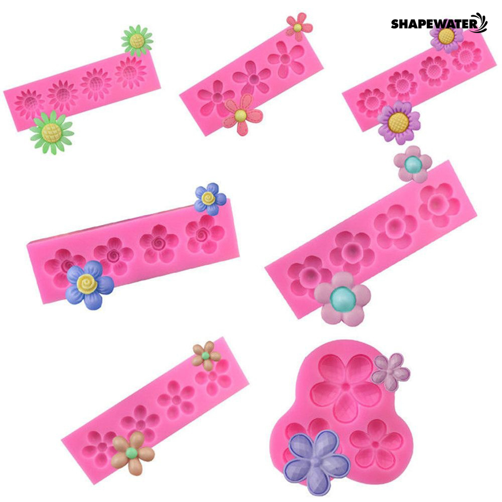 Khuôn Silicon Làm Bánh / Xà Phòng / Đất Sét Hình Hoa Dễ Thương DIY