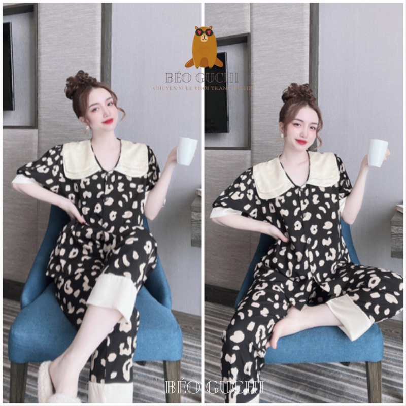 Dài TN 50-110kg K22L Béo Guchi Bigsize Pijama Lụa cao cấp-Đồ bộ nữ đồ ngủ đồ mặc nhà xinh