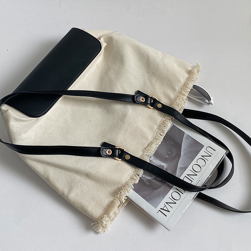 Túi Xách canvas Sức Chứa Lớn Phối Màu Thời Trang Cho Nữ