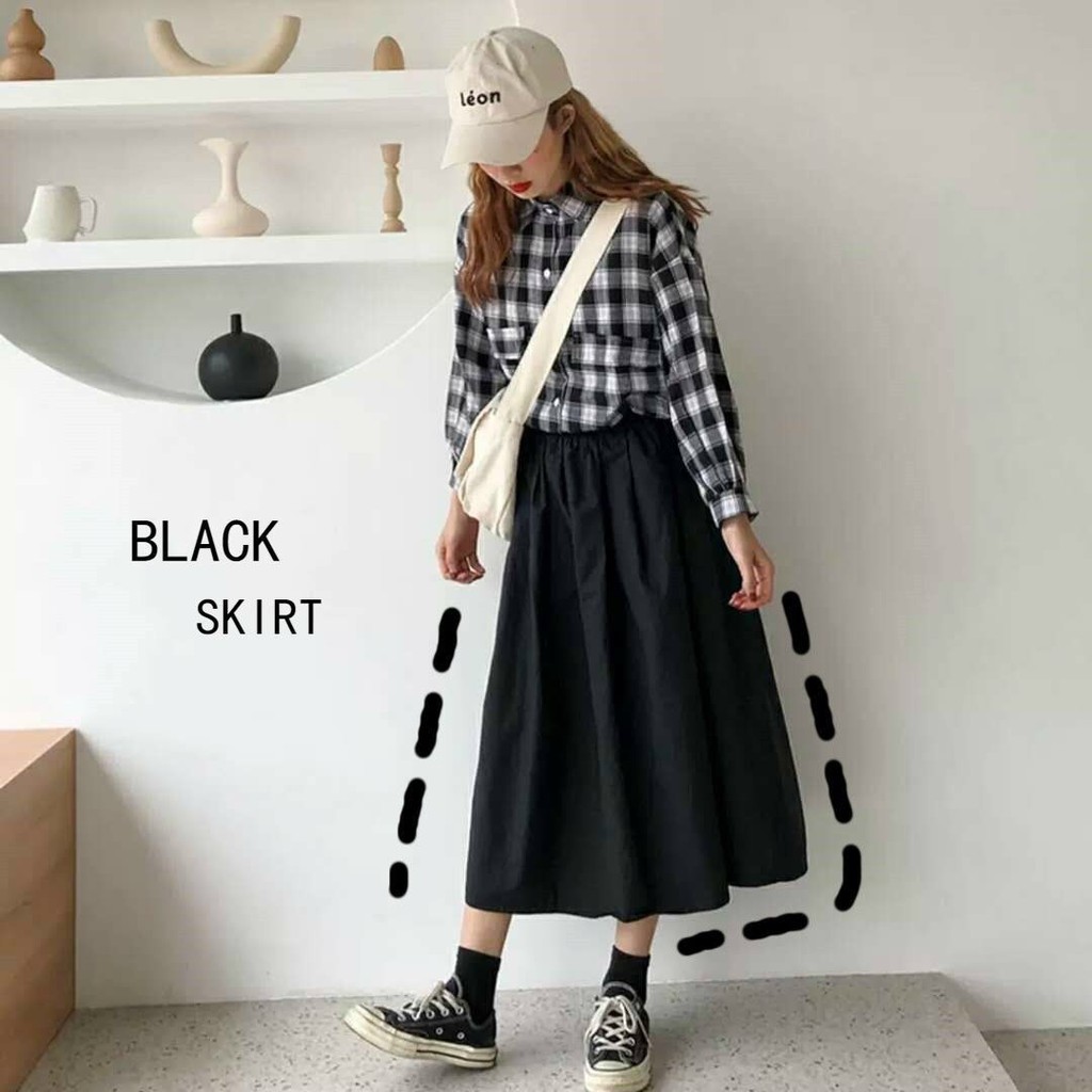 Chân váy dài ulzzang Hàn Quốc, Chân váy đen xòe dáng dài vintage CV01 - Peyy Clothing