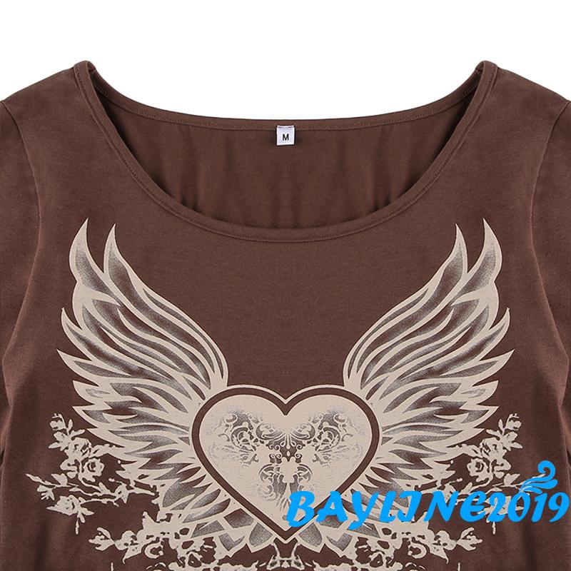 Bay-áo Thun Tay Dài Cổ Tròn In Họa Tiết Màu Nâu Ôm Dáng Size S / M / L Dành Cho Nữ