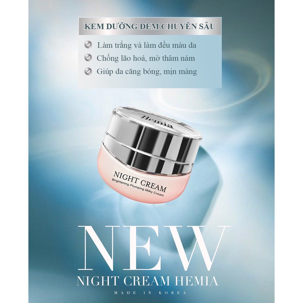 kem face hemia, kem face night cream hemia hàn quốc hộp 35gr