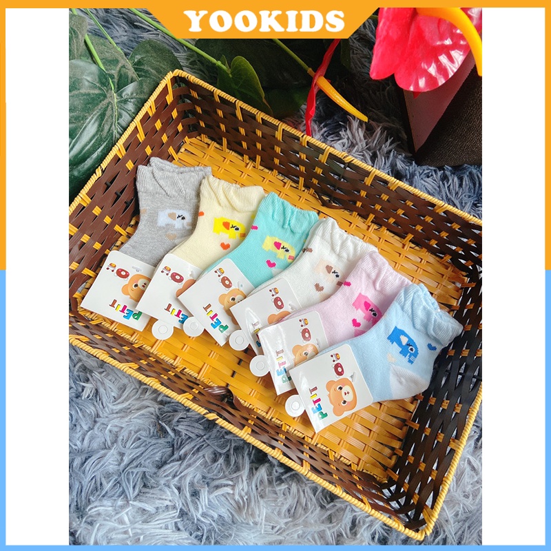 Tất cho bé YOOKIDS chất liệu petit hàn quốc mềm min co giãn 4 chiều, Tất chống trượt cho bé trai bé gái