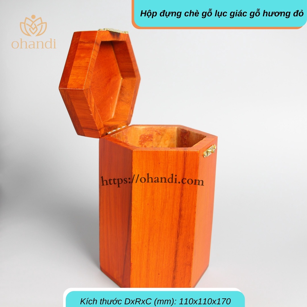 Hộp đựng trà gỗ hương đỏ lục giác