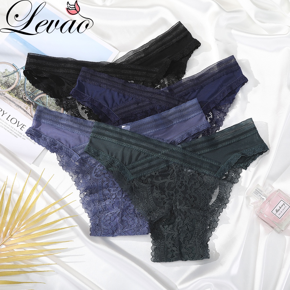 Quần lót LEVAO bằng ren xuyên thấu thời trang gợi cảm dành cho nữ
