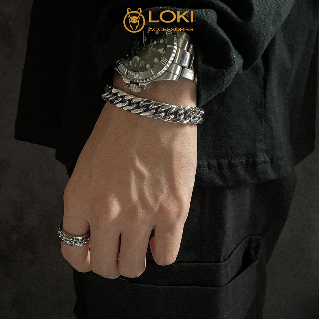 Vòng Tay và Nhẫn Unisex Tin Dành Cho Nam Nữ Thời Trang Loki Accessories Màu Bạc Chất Liệu Inox Không Gỉ