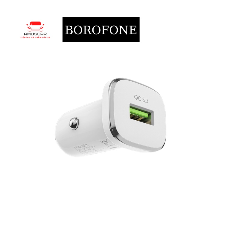 [Mã LIFEAUMAY giảm 10% tối đa 30k đơn 150k] Tẩu sạc nhanh QC 3.0 trên xe ô tô Borofone BZ12A Mini Size 18w