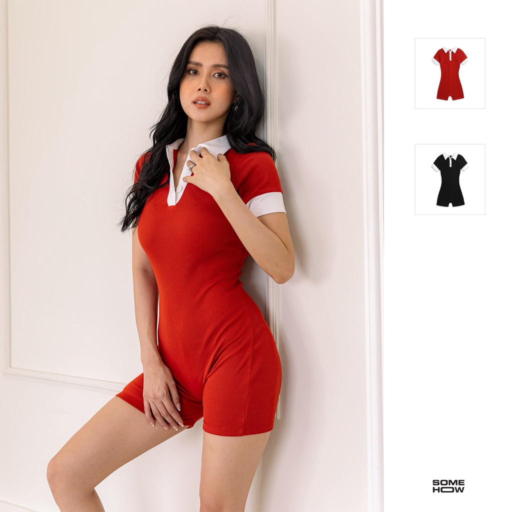 Jumpsuit Nữ Polo Trơn Chất Liệu Cotton Mềm Mịn,Co Dãn Thoải Mái,Năng Động,Gợi Cảm, WJ000003,SOMEHOW