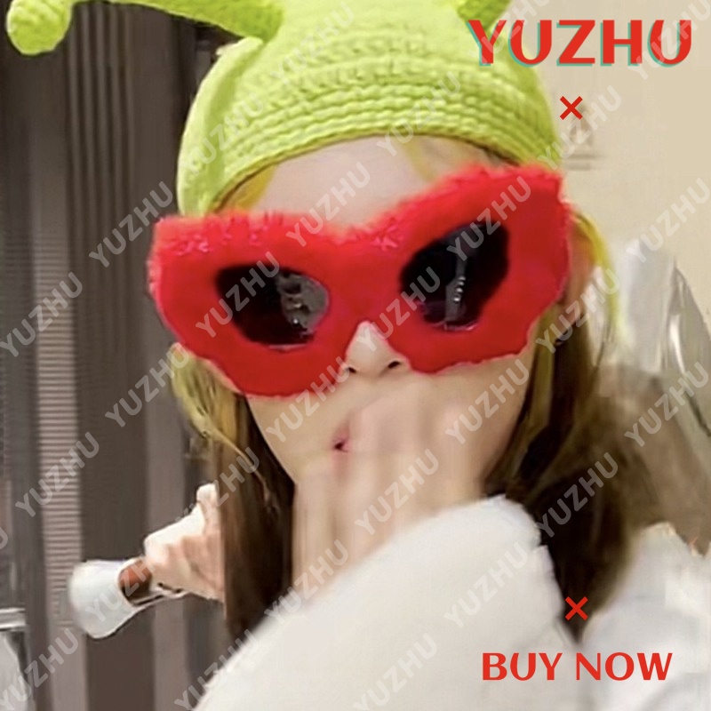 Kính Mát Mắt Mèo Phối Lông Thời Trang Cho Nữ