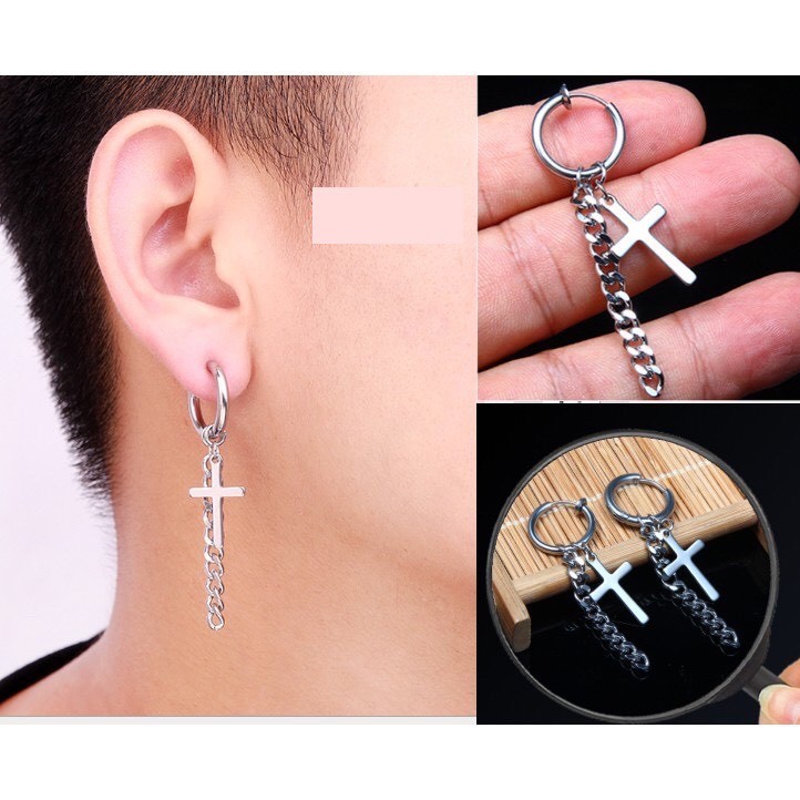 KHUYÊN TAI NAM UNISEX - KHUYÊN VÒNG MIX CHARM THẬP GIÁ XÍCH