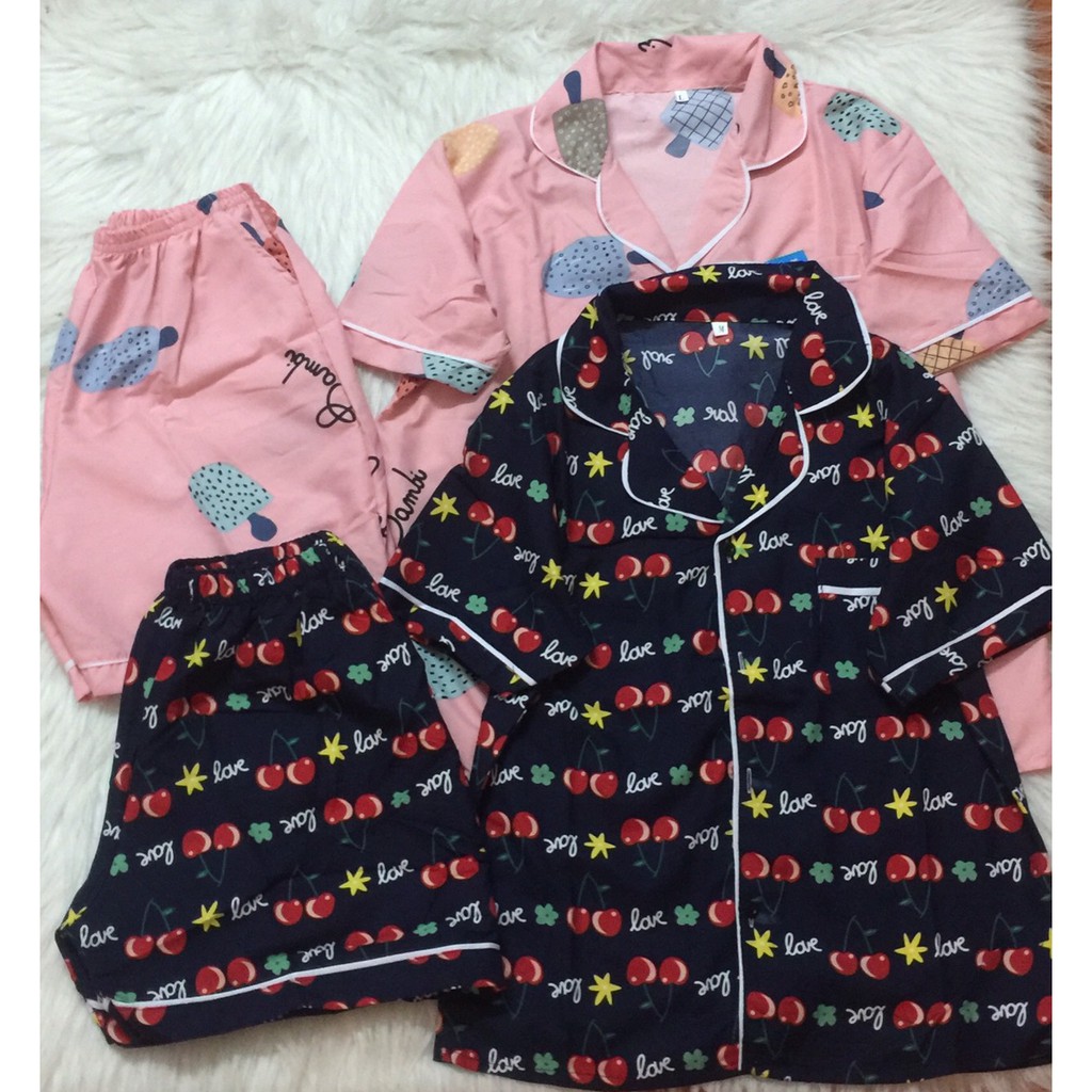 Bộ ngủ pijama quần cộc áo cộc chất kate Thái cao cấp HONEYSHOP | BigBuy360 - bigbuy360.vn