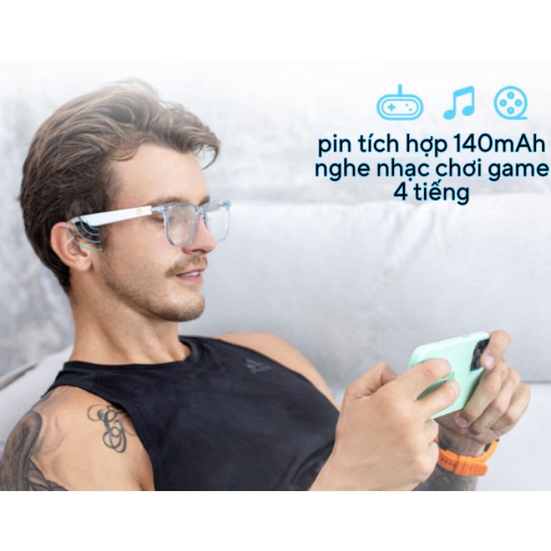 Kính thông minh tích hợp Bluetooth 5.0 tích hợp loa mini trong nghe gọi, chơi game, nghe nhạc