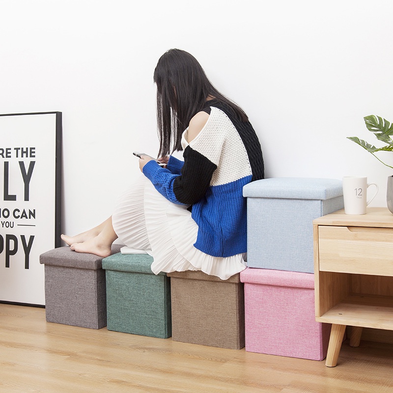 [SIZE 50] Hộp Vải Đựng Đồ Kiêm Ghế Ngồi - Thùng Để Quần Áo, Đồ Chơi, Sách Vở - Ghế Hộp Đa Năng Có Thể Gấp Gọn